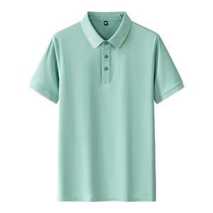 Camiseta Polo de Manga Corta, Color Sólido, Poliéster, Ropa de Trabajo, Uso Diario, Verde Activo - Product Image 1
