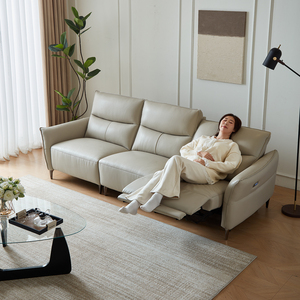 Sofá Reclinable Eléctrico Minimalista de Cuero Genuino, Sofá Reclinable <span class=keywords><strong>Motorizado</strong></span> de <span class=keywords><strong>3</strong></span> <span class=keywords><strong>Plazas</strong></span>, Muebles para Sala de Estar - Product Image 6