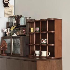 Solid Wood Cup <b>Rack</b> Multi Function <b>Kitchen</b> Organizer For Coffee Tea Mugs Water Bottles 10in Height - Product Image 2