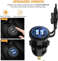 Chargeur rapide double USB 12V 4.2A avec interrupteur, prise de courant, adaptateur étanche, double ports USB pour bateau, camping-car, moto