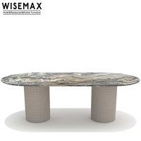 Ensemble table et chaises de salle à manger en teck et ardoise WISEMAX FURNITURE, style moderne, pour hôtel, jardin, restaurant, plage, balcon, piscine