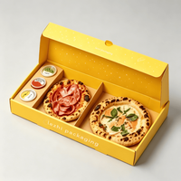 Caja de Pizza Personalizada con 3 Compartimentos, Empaque de Cartón de Grado Alimenticio para Mini Pizzas, Caja Ecológica para Llevar