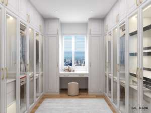 Armario de Piso a Techo con Puerta de Vidrio de Lujo Moderno Personalizado, Armarios Modernos Modulares, Armario de Dormitorio con Puerta Estilo Shaker en Forma de U - Product Image 3