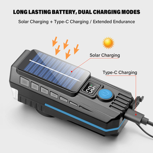 <span class=keywords><strong>Lampe</strong></span> avant de vélo solaire 350LM avec charge double Type-C, klaxon filaire 120dB, affichage numérique de la puissance, étanche, <span class=keywords><strong>pour</strong></span> <span class=keywords><strong>VTT</strong></span> et vélo de route - Product Image 6