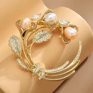 Zircon Flower Bloom Blossom Brooches Unisex Women And Men Brooch Pin Corsage Collar Jewelry Suit Coat T-shirt Dress Accessories