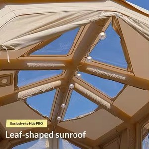 Tente Gonflable Modulaire Hub Station Monocouche Quatre Saisons pour Camping Familial 360x380x270cm en Tissu Coton Grand Espace Montage Rapide - Product Image 3
