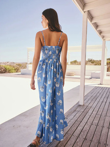 Robe d'été pour femme, en coton riche, à fines bretelles, à motifs floraux/à rayures, robe décontractée pour femme - Product Image 2