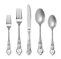Ensemble de couverts rétro en acier inoxydable argenté royal, 20 pièces, service pour 4 personnes, poli miroir, résistant à la rouille, passe au lave-vaisselle