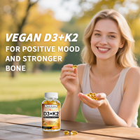 Marque privée 120 capsules de vitamine D3 K2 en gélule molle Soutien immunitaire Ingrédient naturel avec huile de noix de coco biologique