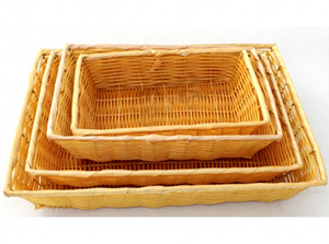 Cesti per Pane in Plastica Intrecciata, Cesti Rettangolari per Esposizione del Pane, Cesti Simil-Rattan per Alimenti e Frutta - Product Image 2