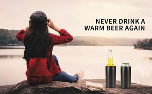 Bouteille isotherme personnalisable avec logo, 4-en-1, en acier inoxydable, 16 oz, pour canettes, bière froide, boissons, fêtes, camping, extérieur - Product Image 2