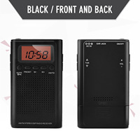 Radio Saku Mini dengan Pita AM/FM Layar LCD Jack Earphone Speaker Bawaan Jam Alarm Bertenaga Baterai untuk Mendaki di Luar Ruangan