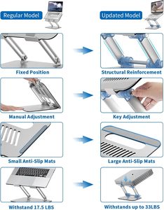 Nouvelle arrivée, support de refroidissement réglable à 360 degrés en aluminium et plastique, pliable, multi-angles, facile à transporter, portable pour ordinateur portable - Product Image 6