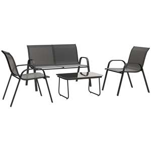 AJUNION all'ingrosso 4 pezzi in rete traspirante esterno Set di mobili <span class=keywords><strong>da</strong></span> <span class=keywords><strong>giardino</strong></span> impilabili poltrone in acciaio verniciato a polvere Set <span class=keywords><strong>da</strong></span> <span class=keywords><strong>salotto</strong></span> per balcone - Product Image 1