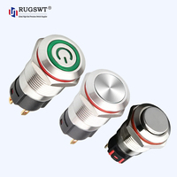 Interrupteur à bouton-poussoir métallique étanche avec anneau LED lumineux de 16 mm, à maintien ou momentané, IP65 IP67, prix usine
