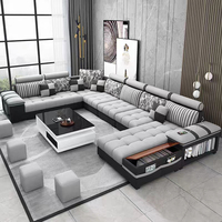 Modernes Design Heim-Eck-Modulsofa-Set Möbel Luxus-Mikrofaserstoff Couch 7-Sitzer L-Form Wohnzimmer-Sitzgruppe