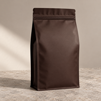 Sachet de café écologique marron refermable avec fermeture éclair pour l'emballage des grains de café