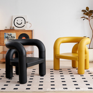 Sillón de Diseño Nórdico Moderno con Tubo Curvo, Sillón Individual para Sala de Estar, Sillón de Plástico Relleno de Espuma, para Adultos y Personas Mayores - Product Image 3