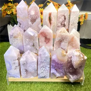 Groothandel Kristallen Steen Helende Energie Crystal Pink Amethist Punten Toren Voor Spirituele Genezing