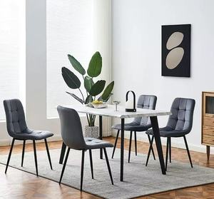 Professional Chrome Black <strong>Dining</strong> <strong>Chairs</strong> <strong>Cream</strong> and Grey Velvet <strong>Dining</strong> <strong>Chairs</strong> - Product Image 2