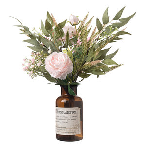 ช่อดอกโบตั๋นประดิษฐ์สีชมพู CallaFloral สำหรับตกแต่งงานแต่งงาน ช่อดอกไม้แบบถือสำหรับตกแต่งบ้านและผนัง CF01133 - Product Image 5