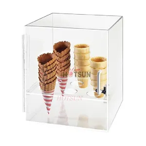 Acrilico Cono Gelato Display Del Supporto Del Basamento con porta