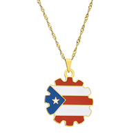 Collier tendance en acier inoxydable couleur acier avec pendentif drapeau national de Porto Rico et contour de la carte du pays, cadeau souvenir
