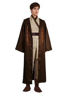 Disfraz de Caballero <span class=keywords><strong>Jedi</strong></span> de <span class=keywords><strong>Star</strong></span> <span class=keywords><strong>Wars</strong></span> para Hombre, Traje de Película y Televisión, Capa, Túnica con Capucha, Conjunto Completo de Poliéster, Cosplay de Halloween - Product Image 5