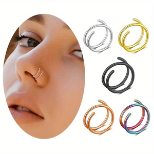 Anillo <span class=keywords><strong>de</strong></span> Nariz <span class=keywords><strong>de</strong></span> Acero Inoxidable 316, Diseño en <span class=keywords><strong>Espiral</strong></span>, Apto <span class=keywords><strong>para</strong></span> Perforación Única, Ajuste Cómodo, Joyería Corporal <span class=keywords><strong>para</strong></span> Mujer - Product Image 2