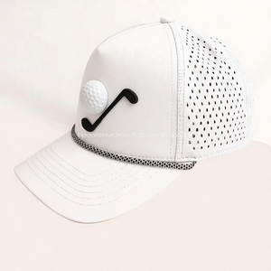 Gorra de Golf con Orificios Cortados a Láser, Parche de Goma con Logotipo, Visera de Cuerda, Transpirable, Protección Solar, Ajustable, Unisex, Injae - Product Image 1