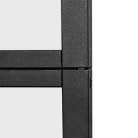 Porte de grange en verre avec cadre en alliage d'aluminium, style français, noir, coulissante, verre trempé transparent, cadre noir, porte de grange avec fermeture douce