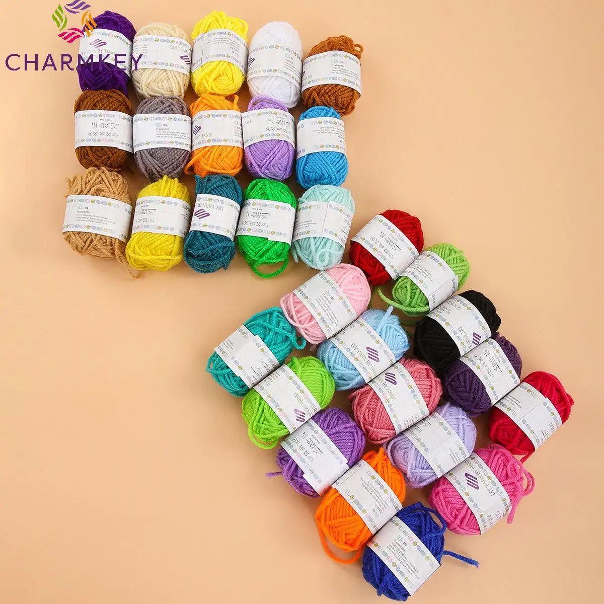 Charmkey新しい10gミニボールヤーンかぎ針編み人形用アクリルかぎ針編みヤーンとセットあたりDIY8-30ボール