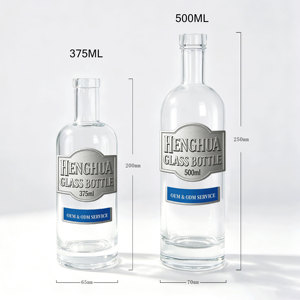 Botella de Vidrio de Lujo con Fondo Grueso Super Flint de 500ml 375ml para Licores, Ginebra, Ron, Aceite de Oliva y Whisky, con Tapón y Vertedor - Product Image 6