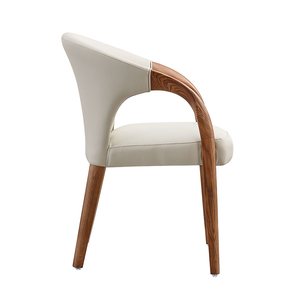 Solid Wood Dining Chair Leather <b>Cushion</b> Curved Backrest Nordic Modern Portable Home Office Wholesale Customizable Restaurants - Product Image 4