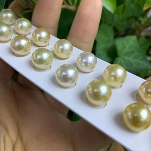 Natural Mar del Sur Agua de mar Color dorado 9-<span class=keywords><strong>10mm</strong></span> Perla redonda suelta emparejada - Product Image 4