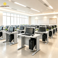 Service de fourniture tout-en-un pour salles informatiques scolaires : Table d'ordinateur pour salle de formation avec moniteur LCD relevable pour un seul élève