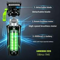 Tondeuse à cheveux haut de gamme 4500mAh, en acier inoxydable, 7500 tr/min, fonctionnement fluide, autonomie 300 min, limiteurs détachables, câble USB, pour barbier