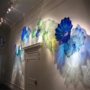 Fashionable Flower Plate Art Wall Decor Living Room Decorative Glass Wall Decorations For Home