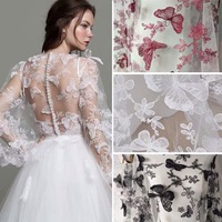 Tissu de dentelle de Tulle brodé floral papillon pour les robes de mariée des filles chaussures de mariage accessoires de Textile de maison tissés extensibles