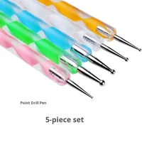 Kit de Nail Art 5 pièces : Stylo Double Pointe pour Strass et Pinceau de Peinture pour Nail Art