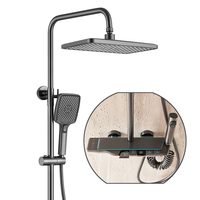 Pistolet gris laiton thermostatique cascade pluie salle de bain douche robinet ensemble quatre fonctions affichage de la température Jet jet doux