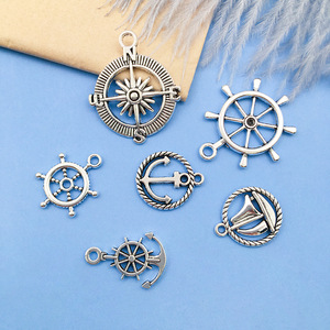 Pendentif <span class=keywords><strong>de</strong></span> bracelet <span class=keywords><strong>bateau</strong></span> ancre et gouvernail rétro, bijoux thème océan, accessoire charmant, accessoires DIY - Product Image 4