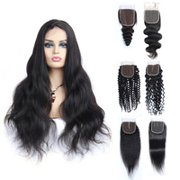 Closure en dentelle de cheveux vietnamiens, avec séparations libre, moyenne ou en trois parties, 12-22 pouces, closure en dentelle 4*4