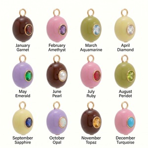 P428J Dijes <span class=keywords><strong>de</strong></span> Piedra <span class=keywords><strong>de</strong></span> Nacimiento <span class=keywords><strong>de</strong></span> 12 Meses, <span class=keywords><strong>de</strong></span> Acero Inoxidable Chapado en Oro, Colgantes Ovalados Coloridos <span class=keywords><strong>para</strong></span> Fabricación <span class=keywords><strong>de</strong></span> Joyas DIY - Product Image 5