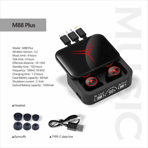 2023 nuevos auriculares para juegos auriculares inalámbricos <span class=keywords><strong>M88</strong></span> Plus TWS auriculares HIFI estéreo reducción de ruido de sonido con micrófono - Product Image 3