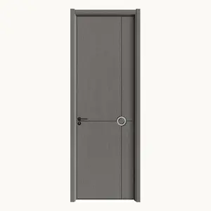 أحدث أبواب خشبية بتصميم صيني بأسعار رخيصة، أبواب غرف داخلية خشبية بأشرطة معدنية من الألومنيوم