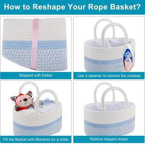Baby Diaper Caddy Organizer Modern Eco-Friendly Foldable 100% Cotton Storage Basket <strong>Changing</strong> <strong>Table</strong> <strong>Car</strong> Use Newborn Essentials - Product Image 5