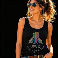 Transfert thermocollant personnalisé avec motif « Pride Love » en strass pour vêtements et t-shirts