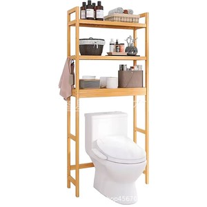 Étagère de salle de bain multi-niveaux en bambou pour espaces restreints, étagère de rangement pour toilettes, organisateur de machine à laver. - Product Image 5