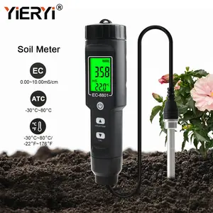 Digital Waterproof Soil EC Temperature Test Meter with backlight Detachable Probe Soil Tester for Farm Planting
